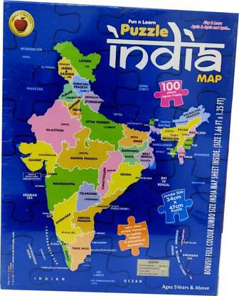 maitra India Map Jigsaw Puzzle, Learning India Map, Country Map Puzzle Game for Kids