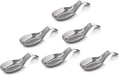 WinMe Premium Stainless Steel Spoon Rest, for Holding Messy Spoon After Stirring (Pack of 6) Stainless Steel Soup Spoon Set