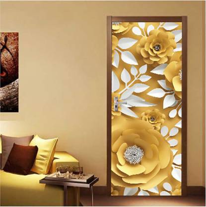 Creative Print Solution 76.2 cm Sunflower design door sticker for door Self Adhesive Sticker