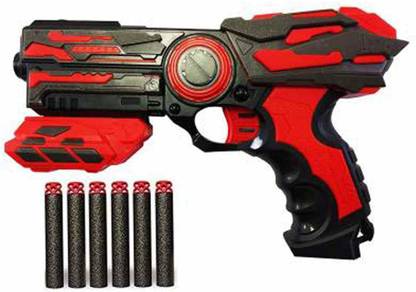 M Kids High Speed Soft Bullet Gun Red With 6 Bullets Guns & Darts