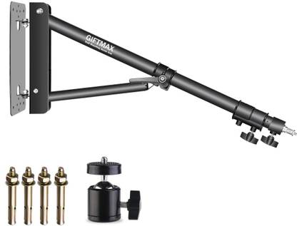 GiftMax Wall Mount Boom Arm for Photography Studio Video Strobe Lights, Max Length 56 inches, Horizontal and Vertical Rotatable Tripod Bracket, Monopod Kit