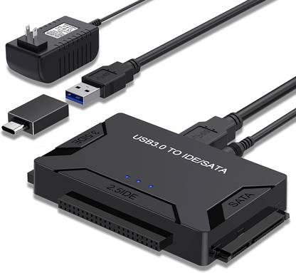 microware USB 3.0 to IDE/SATA Converter Hard Drive Adapter with Power Switch for 2.5"/3.5"SATA HDD/SSD & IDE HDD Drives Optical Drive, Support 6TB, Include 12V 2A Power Adapter & USB 3.0 Cable USB Adapter