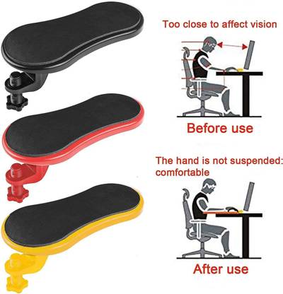 TYAG Rotating Computer Arm Rest Pad, Ergonomic Adjustable PC Wrist Rest Extender, Desk Attachable Home Office Mouse Pad Health Care Arm Support - Multi Colour plastic arm rest pad Wrist Rest