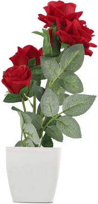RS flower Red Rose Artificial Flower  with Pot