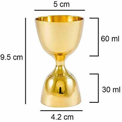 Siyaraam Home Appliances 30 x 60 Ml Peg Measure Brass Jigger Vodka Drink Liquor Glass 1 - Piece Bar Set 1 - Piece Bar Set