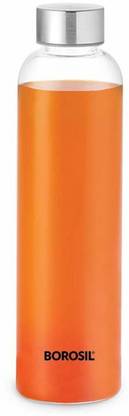 BOROSIL Crysto Borosilicate Glass Water Bottle, Stainless Steel Lid, Narrow Mouth 1000 ml Glass Bottle