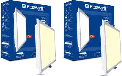ECOEARTH EcoEarth Duo 15-Watt Square Led Slim Downlight ( Neutral White, Color Temp: 4200K-3700K) Pack of 2 Recessed Ceiling Lamp