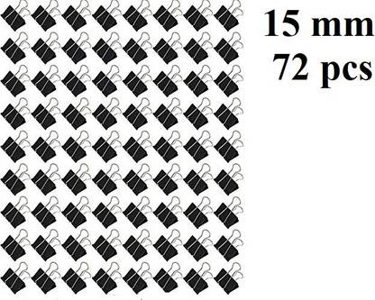 True-Ally Small 15 mm Size Paper Binder Clip Clamp for Office, Home, School, Institutions (Capacity 35 Pages) - Pack of 72 Clips 15 mm Steel Binder