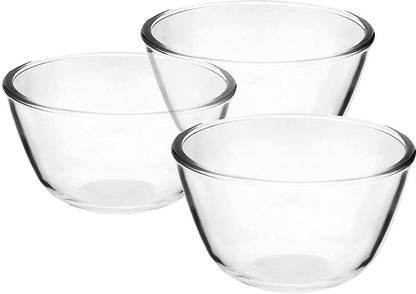 Flipkart SmartBuy Borosilicate Glass Mixing Bowl Borosilicate Round Glass Bowl for Kitchen & Dining | Serving Bowl ( 500 ml Each)