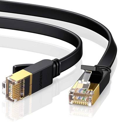 Nsinc LAN Cable 3 m Ultra Durable High Performance Flat Cat7 Shielded Ethernet Patch Cable 10Gbps 600Mhz S/STP Molded Network Lan Cable Stranded Copper, 10ft/3m