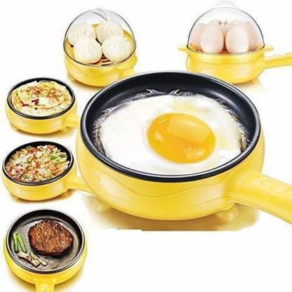 Ladila Multi Egg Frying Pan Electric Frying Breakfast Machine with Handle 2 in 1 Single Layer Egg Boiler Steamer Cooker With Handle and Capacity of 7 Eggs Egg Cooker