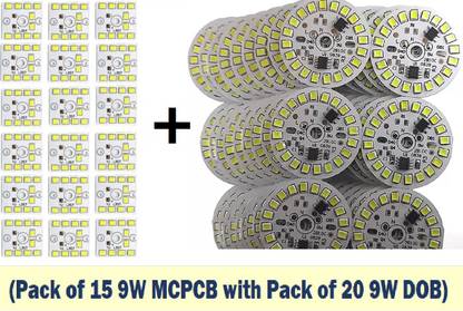 Rooprekha enterprises (PACK OF 15) 9w MCPCB With Pack of 20 DOB 220V AC Led Material Electronic Components Electronic Hobby Kit