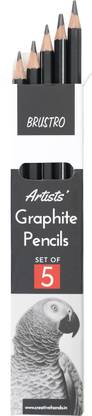 BRuSTRO Artists' Graphite Pencil Set of 5 2B, 4B, 6B, 8B, 10B Pencil