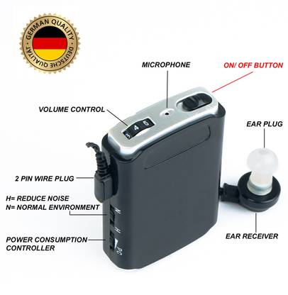 kelix Premium Black Stylish Smart Hearing Aids Machine 8 Channel, Pocket Model Hearing aid for All Age Group, Long Battery Life Kaan Ki Machine, Sound Enhancer Ear Amplifier Ear Machine, Smart Auto Semi Digital Hearing Aid. Kel-16 Pocket Model Hearing Aid Hearing Aid