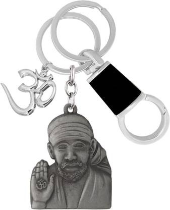 MGP FASHION I Love Sai Grey Shree Shirdi Sai Baba Om Sai Ram Pendant Locking Hook Full Metal Car Bike For Men Women Girl Boy Office Party Gift God Bhagwan Stylish Keyring Key Chain