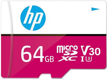 HP Micro SD Card with Adapter U3 V30 (Pink) (Write Speed 85MB/s & Read Speed 100 MB/s Records 4K UHD and Fill HD Video U3 V30 64 GB MicroSD Card Class 10 100 MB/s  Memory Card Compatible with Mobile, Gaming Console, Tablet, Camera
