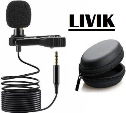 LIVIK NEW METAL Clip Microphone For Youtube | Collar Mike for Voice Recording | Lapel Mic Mobile, PC, Laptop, Android Smartphones, DSLR Camera Microphone Microphone (Black),With Hard Carrying Case(CM21,Black)#Quality Assurance Microphone CABLE (Black) Microphone