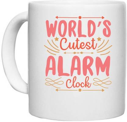 UDNAG White Ceramic Coffee / Tea 'Alarm clock | world’s cutest alarm clock' Perfect for Gifting [330ml] Ceramic Coffee Mug