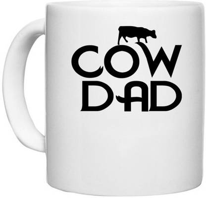 UDNAG White Ceramic Coffee / Tea 'Father | cow dad' Perfect for Gifting [330ml] Ceramic Coffee Mug