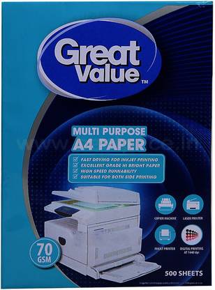 Great Value 1 Unruled A4 70 gsm A4 paper
