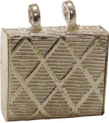 Sahiba Gems Sahiba Gems Pure Silver/Chandi Diamond Cut Design Tabiz Square Shape Silver Locket
