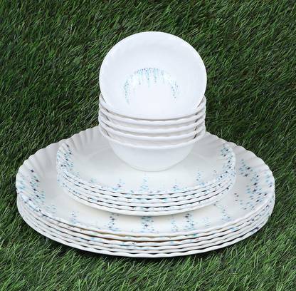 Golden Fish Unbreakable Round Full Size Dinner Plates (Set of 6) (GY-Pack of 6 Plate, 6 Soup Bowl, 6 Soup Spoon) Half Plate