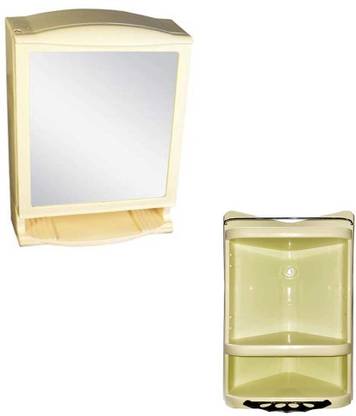 URBAN CHOICE Combo of Mirror Cabinet With Corner Cabinet Plastic Wall Shelf