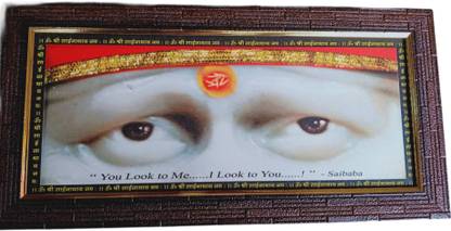 om sai toys Saibaba eyes photo - 15x30 cm Religious Frame