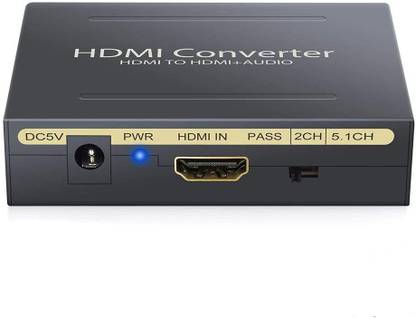 microware HDMI Audio Extractor, 4K HDMI to HDMI Audio Converter HDMI Video Adapter Splitter Digital to Analog Stereo R/L Audio Extractor Support 4K@30Hz Full 1080P HD 3D Media Streaming Device