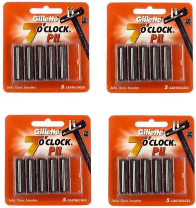 Gillette (7) O Clock Pll Cartridges 20 Pcs. (Pack of 4)