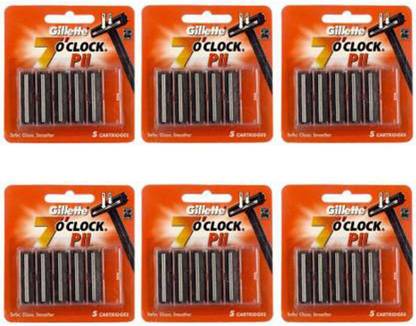 Gillette (7) O Clock Pll Cartridges 30 Pcs. (Pack of 6)
