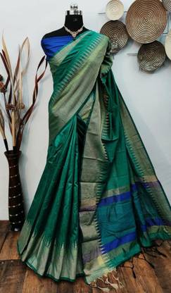 LeeliPeeri Designer Daily Wear Silk Blend Saree with Unstitched Blouse
