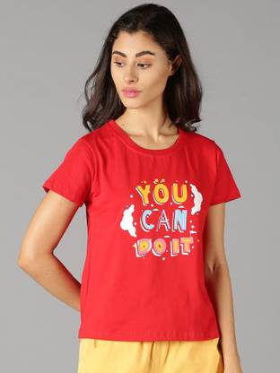 Graphic Print Women Red T-Shirt