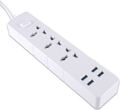 EMBox Extension Boards with USB Port 3 Outlets and 4 USB Ports, Universal Sockets Extension Box. 3  Socket Extension Boards