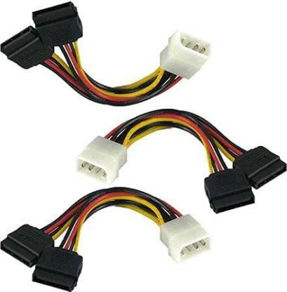 Ankirun 4 Pin Male IDE Molex to 15 Pin Female Dual SATA Power Splitter Adapter Cable 18AWG Copper Serial ATA Hard Drive Extension Cable (15cm) (Pack of 3) Reset Switch Connector Cable Wire Connector