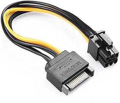 Com C Power Sharing Cable 0.4 m SATA 15 Pin to ATX 6 Pin PCI Express Graphics Video Card Power Cable Adapter