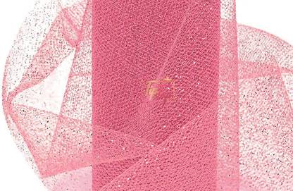 Tiptop Decoration Premium Net Fabric Mesh Glitter Cloth (5 Meters) (Width:-25 Inch) (Baby Pink)