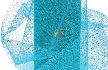 Tiptop Decoration Premium Net Fabric Mesh Glitter Cloth (5 Meters) (Width:-25 Inch) (Sparkling Blue)