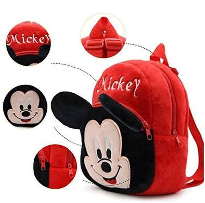 Zoi Soft Toy Bag Mickey Plush Bag For Cute Kids 2-5 Years Plush Bag (Red, 4L) Plush Bag