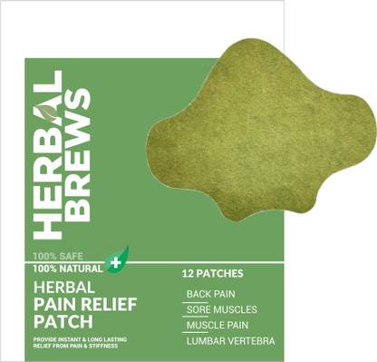 Herbal Brews Pain Relief Patches - 12 Back Pain Patches (Specially Designed for Lower Lumbar Area) | 100% Safe & Natural Lower Back Pain Relief Products | INSTANT RELIEF | NO SIDE EFFECTS Plaster & Patch