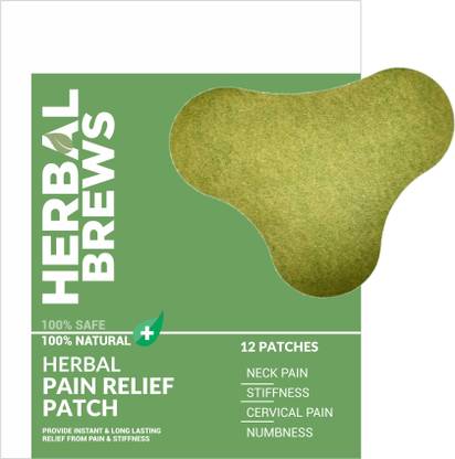 Herbal Brews Pain Relief Patches - 12 Neck Pain Patches (Specially Designed for Cervical) | 100% Safe & Natural Neck & Back Pain Relief Products | INSTANT RELIEF | NO SIDE EFFECTS Plaster & Patch
