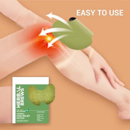 Herbal Brews Pain Relief Patches - 12 Knee Pain Patches (Specially Designed for Knee Joints) | 100% Safe & Natural Knee Pain Relief Products | INSTANT RELIEF | NO SIDE EFFECTS Plaster & Patch