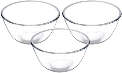 Flipkart SmartBuy Borosilicate Glass Mixing Bowl Borosilicate Round Glass Bowl for Kitchen, Dining | Serving Bowl ( 2100 ml Each)