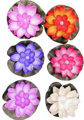 JAMBOREE Floating Flower Lantern Waterproof LED Colorful Fake Lotus Leaf for Swimming Pool Water Lantern Holiday Decoration Candle