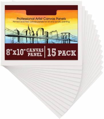 THR3E STROKES Blank Paint Canvas Panels (15 Pack - 8 x 10 Inch) White Artist Canvas Boards for Painting Using Oil or Acrylic Paint Cotton Acid Free Board Canvas (Set of 15)