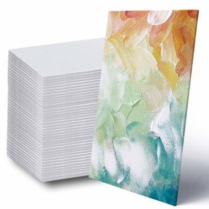 THR3E STROKES White Blank Canvas Panel Boards,Paint Board,5x7 Inch Art Canvas,Artist Canvas Boards for Painting, Pack of 42 Cotton Medium Grain Board Canvas (Set of 42)