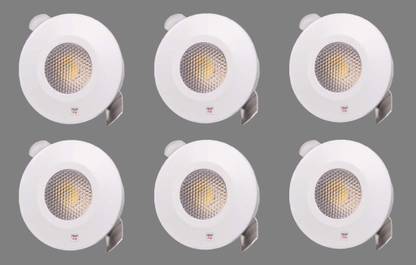 Prop It Up Spot 2-Watt LED COB Lights, SMALLEST LED RESSESED LIGHT, BEST SUITABLE FOR SHOWCASE,FURNITURE, CABINETS,BED ETC. (Warm White, Pack of 6) Ceiling Light Ceiling Lamp
