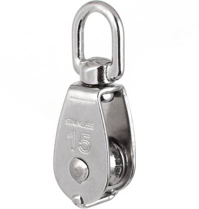 Vinayakart Stainless Steel Single Wheel Block Climbing Pulley (Silver)-M15 Climbing Pulley