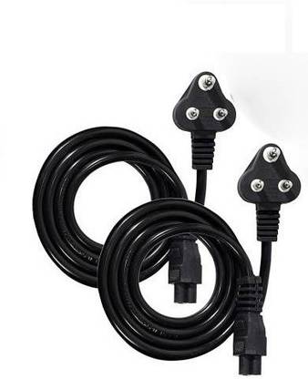 SKIRE Power Cord 1.5 m (Pack of 2) 3 Pin Laptop Power Cable Cord 1.5Mtr - Black - 1 Year Warranty