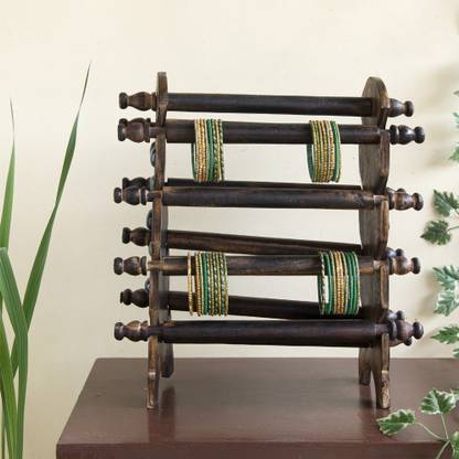 Phirkcraft 10 कम्पार्टमेंट लकड़ी का चूड़ी रखने का स्टैंड